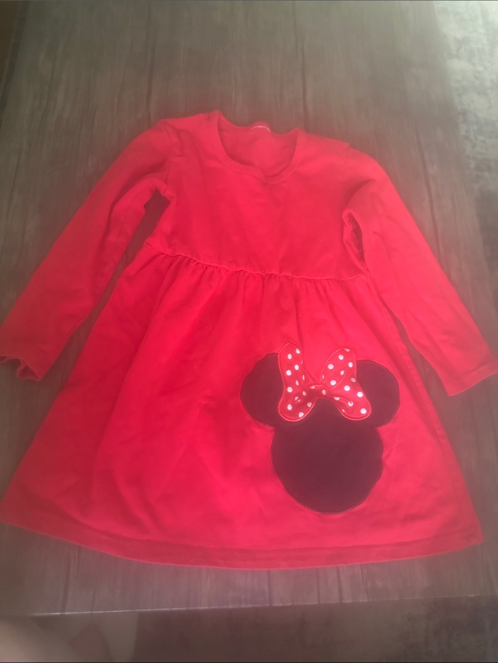Red Minnie Mouse-Inspired Long Sleeve Kids Dress